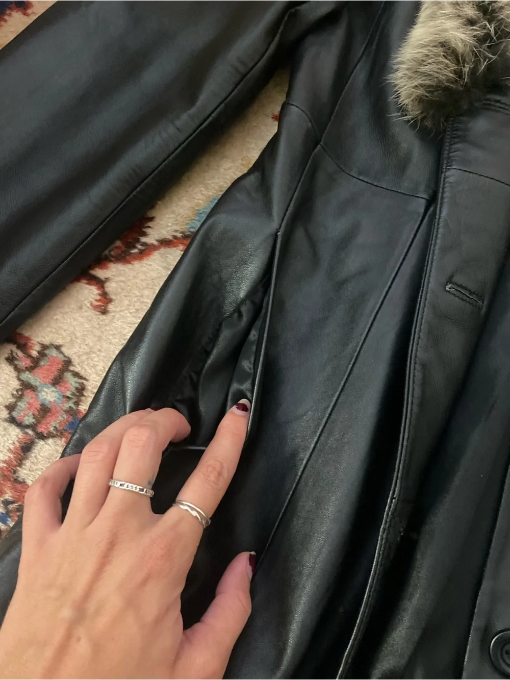Vintage Chadwicks Black Leather Jacket with Fur Collar